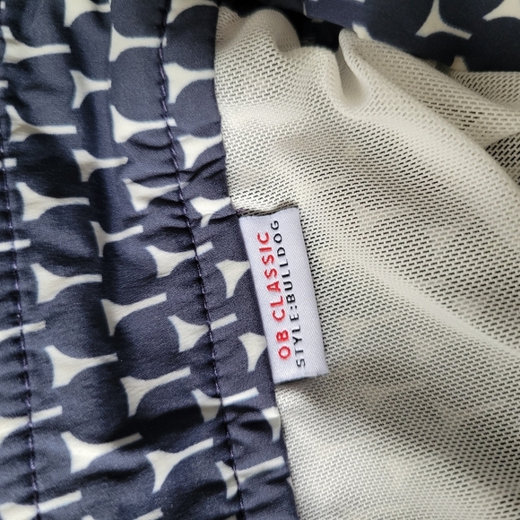 Orlebar Brown Navy and White Paterned Bulldog Swim Shorts - Picture 13 of 13